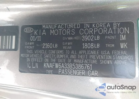 2011 Kia Forte Koup Sx z USA, uszkodzony, nr VIN KNAFW6A33B5386761